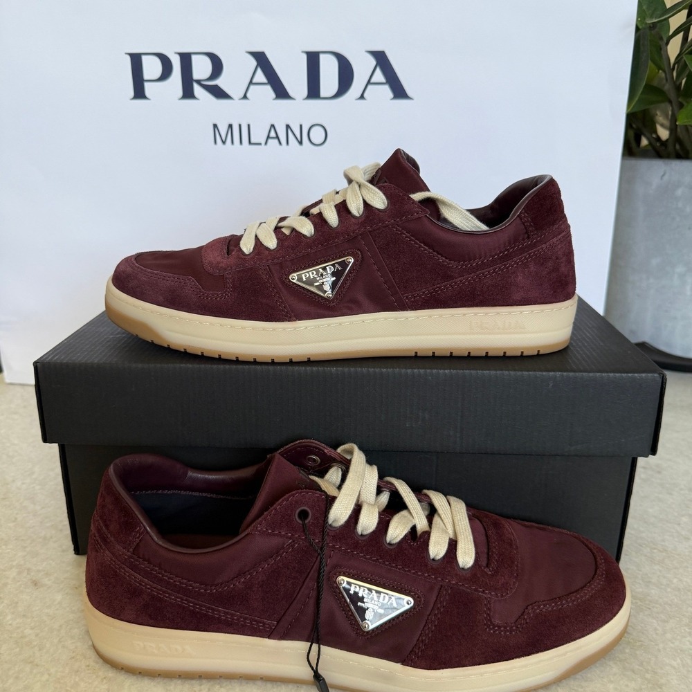 Prada Milano 2EE364 Men Dark Red Suede Fabric Downtown Sneakers shoes UK 9 - Picture 7 of 16